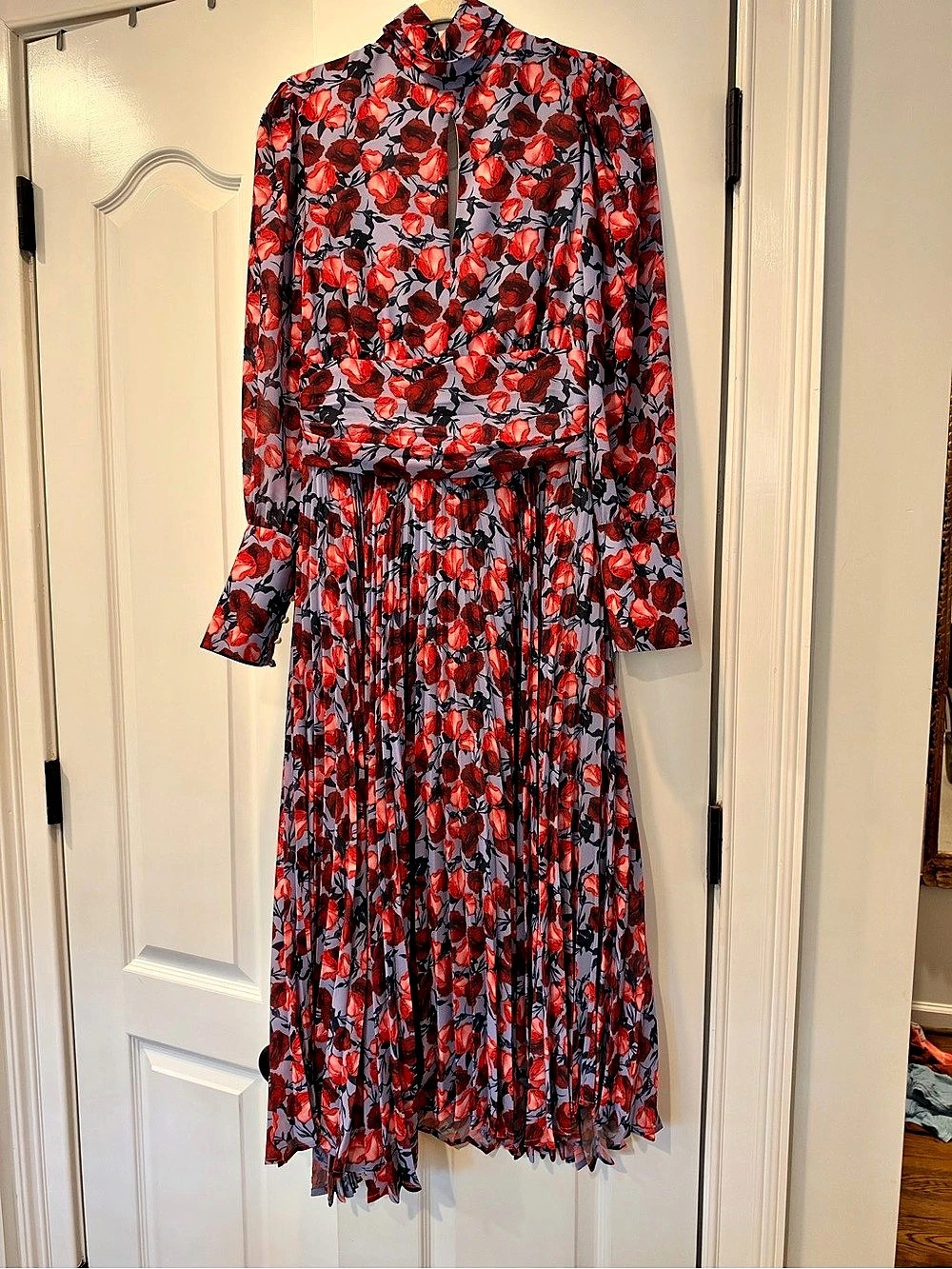DELFI collective Floral Midi Dress in Red & Purple Size Medium
